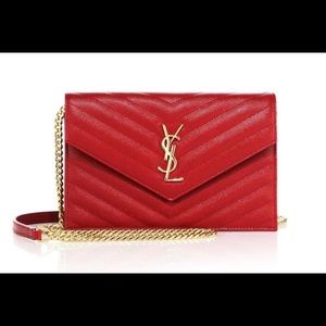 YSL Monogram Matelasse Leather Wallet on Chain